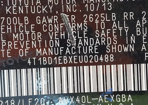 2014 Toyota Avalon Hybrid Xle Touring from USA, damaged, VIN 4T1BD1EBXEU020488